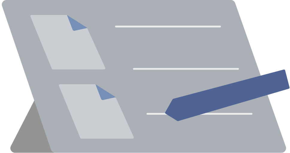 Illustration of a tablet and stylus